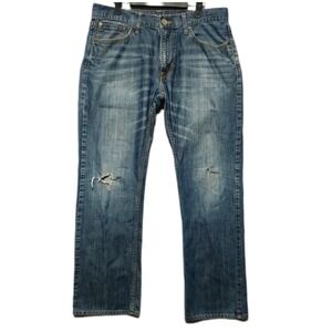 American Eagle Original Straight Mens Blue Distressed Denim Jeans 33x30